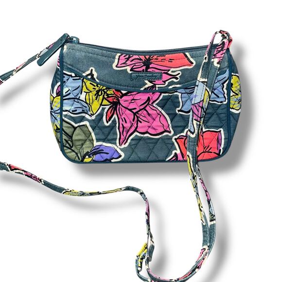 Vera Bradley Crossbody Purse Falling Flowers Leaves Full Zip Pocket Quilted Bag - Picture 2 of 14